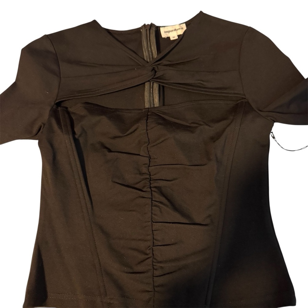 Superdown Black Cutout Long Sleeve Blouse — image 2 of 8
